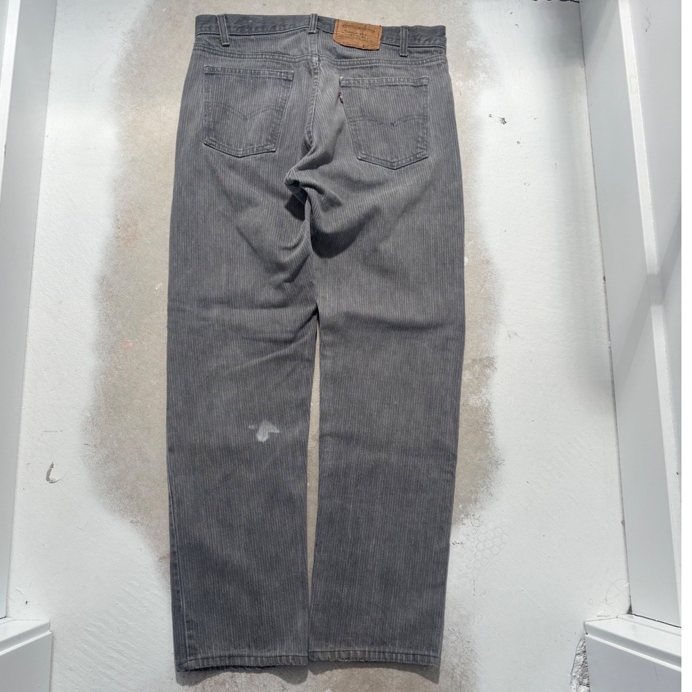 Vintage Levis 505 Grey Pinstripe Jeans Mens 32x32 Straight Leg Red Tab 80s Rare - Picture 2 of 7